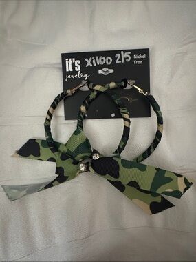 It's Jewelry Camouflage Bow Hoop Earrings - Green